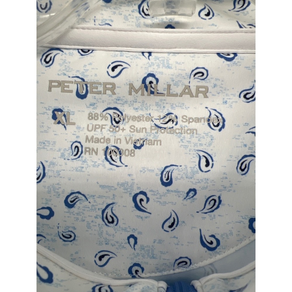 Peter Millar Womens XL Quarter Zip Pullover Blue Paisley Golf Shirt UPF 50+ Sun - Picture 6 of 11
